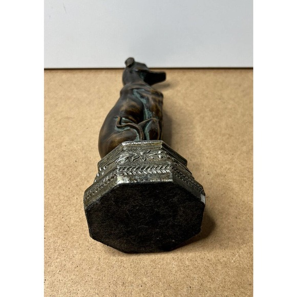 Vintage Bronze Metal‎ Greyhound Whippet Dog Statue Seated Art Deco Saluki Figure - Picture 14 of 14